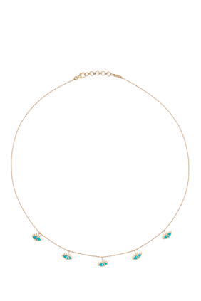 Turquoise Enamel Eye Charm Necklace